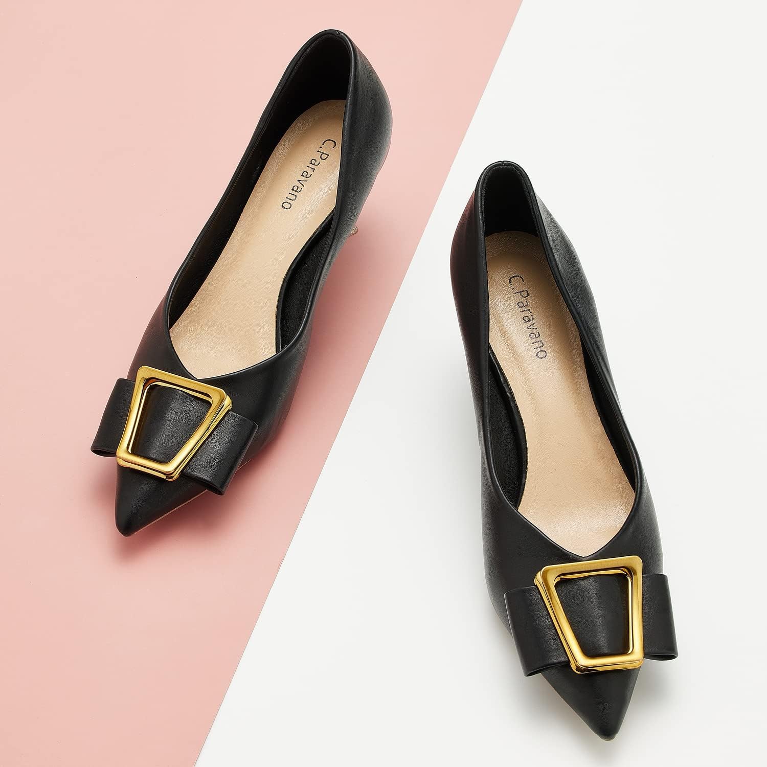 C.Paravano Pumps Shoes Women | Kitten Heels | Low Heel | Dress Shoes for Women | Pointed Toe Heels - Image 3