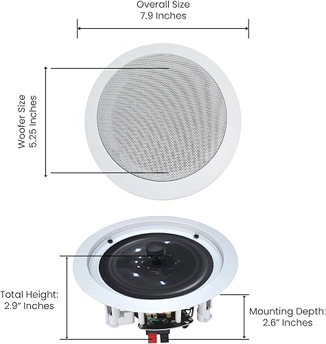Miniatura 5 de Technical Pro Sistema receptor de cine en casa Bluetooth de 4 canales, 1600 vatios, 8 altavoces, USB con 4 pares de altavoces de 5.25 pulgadas para