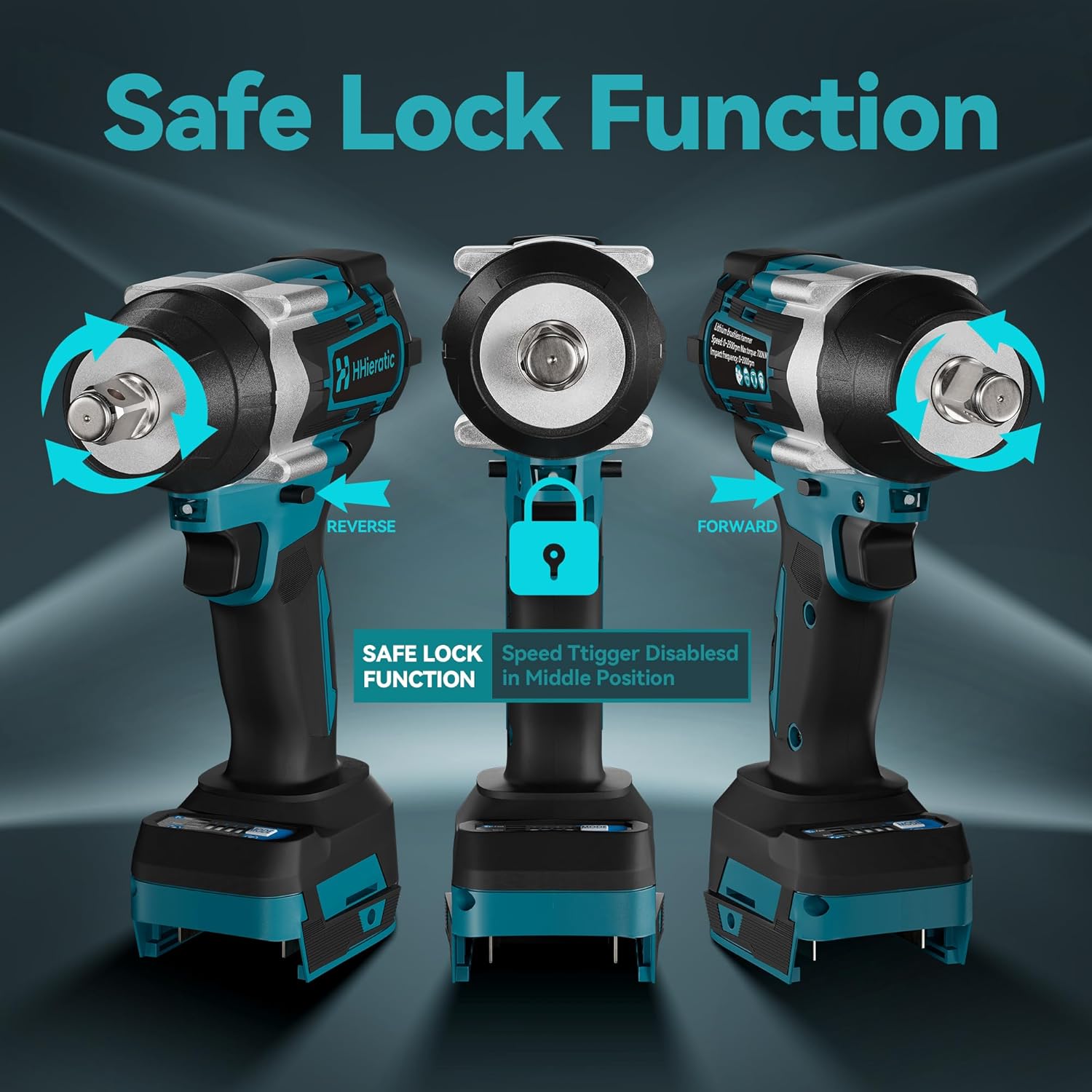 1/2" Cordless Impact Wrench Compatible with Makita 18V Battery,516 Ft-lbs 700N.m Brushless High Torque Impact Gun,Bare Tool with 4PCS Sockets 17/19/20/24mm for Tire Change,Auto Repair