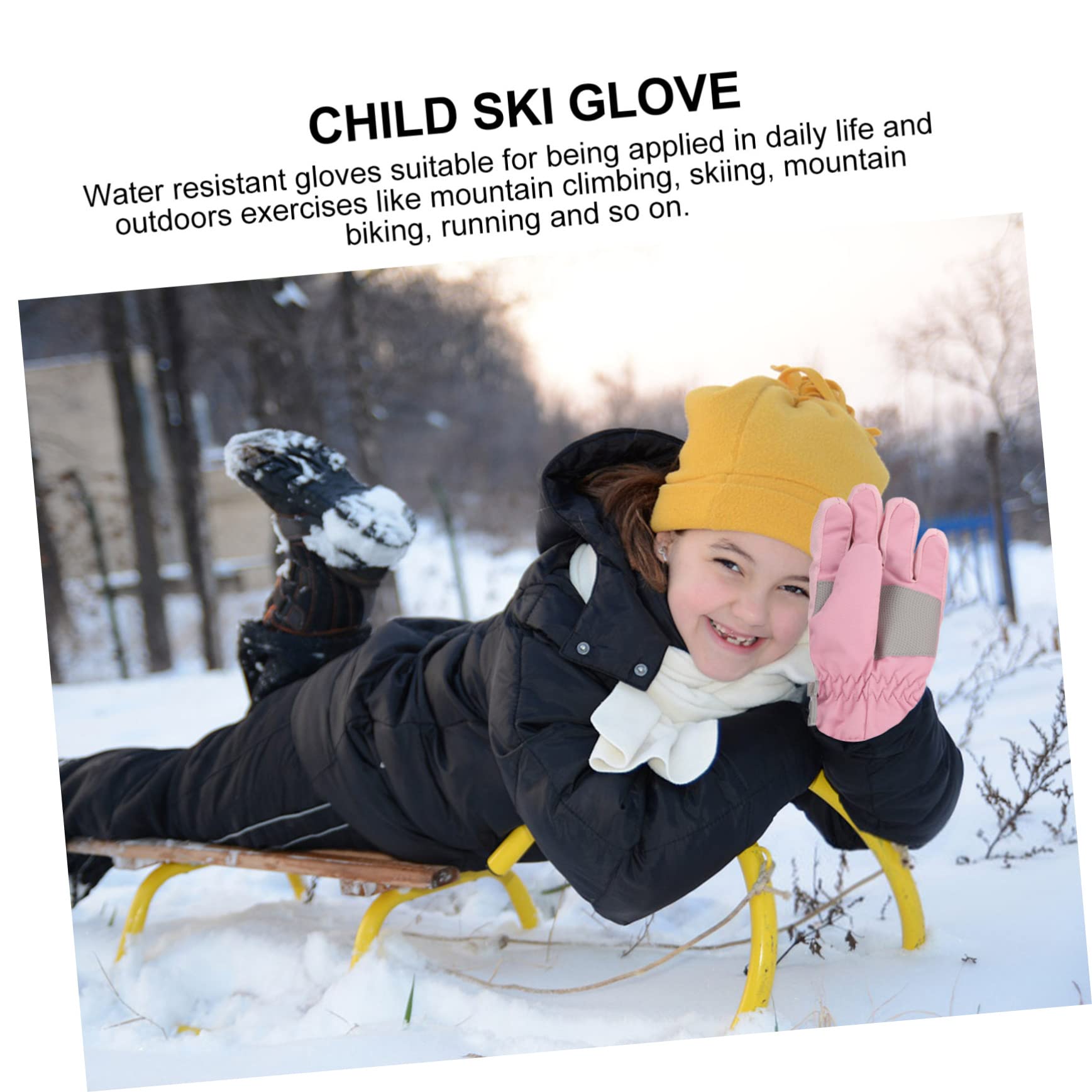 PACKOVE 3paare wasserdichte Und Winddichte Skihandschuhe Für Mädchen Warme Elastische Winterhandschuhe Mit Manschetten Und Rutschfester Handfläche Für Und Outdoor-aktivitäten Rosa