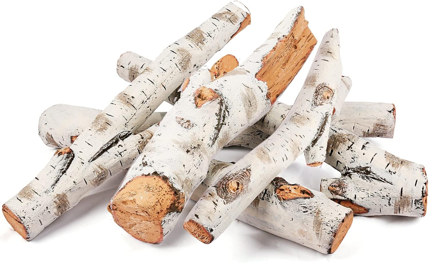 Gas Fireplace Logs, 6pcs Large 26.8" Birch Logs for Gas Fireplace Inserts, Fa...