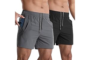 2 Pack Mens Athletic Shorts Quick Dry Gym Workout Shorts