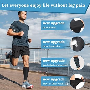 Calf Compression Sleeves for Men & Women Shin Splint Relief, Running & Travel Support, Premium Graduated Compression for Circulation & Leg Pain, Non-Slip Breathable Compression Leg Sleeves for Nurses, Athletes