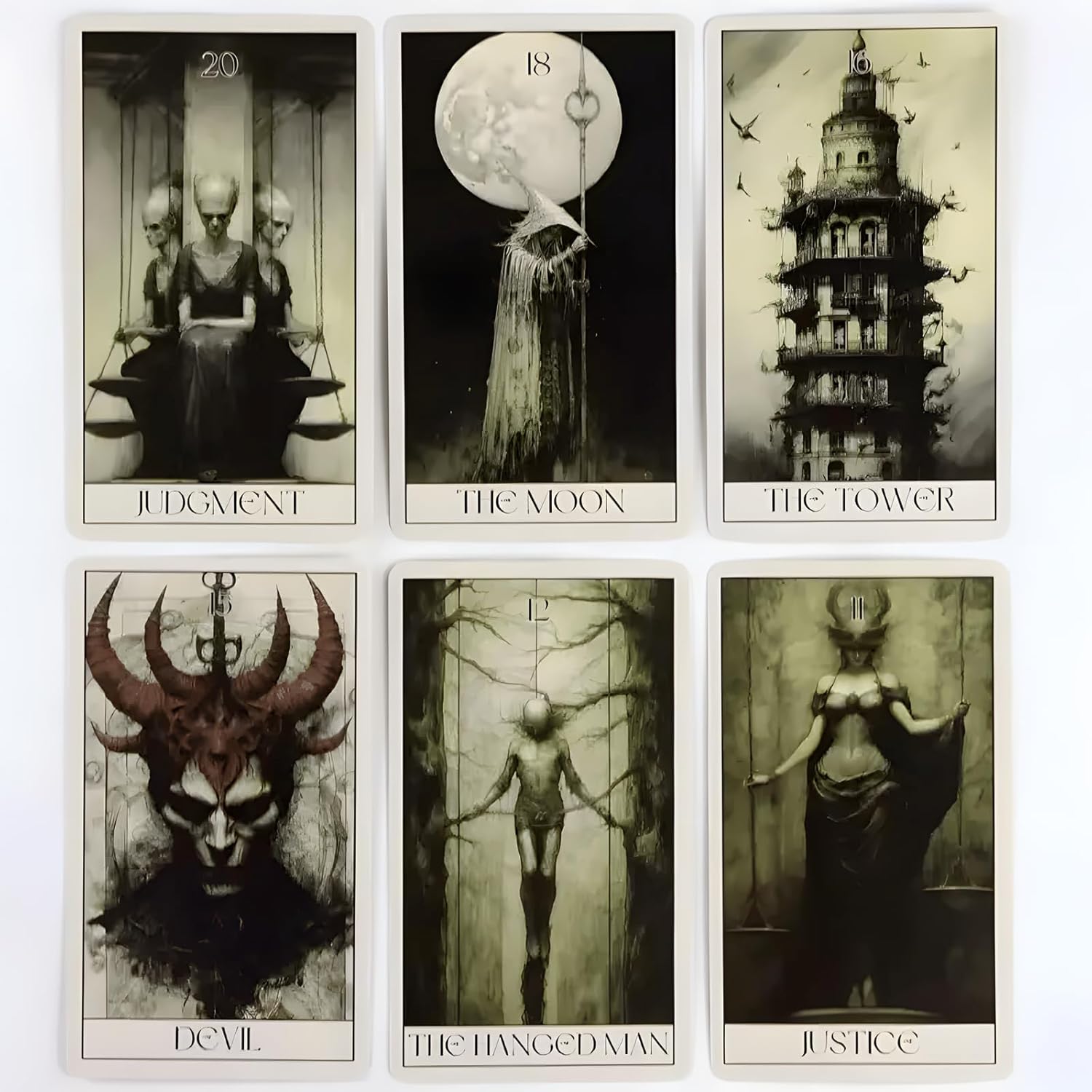 BINGONE Horror Gothic Tarot Deck, Horror Tarot Deck and Guidebook, 78 Dark Art Cards & Full Deck,Tarot Cards for Beginners,Fortune Telling Toys, Durable Cards, for Beginners (3 pcs)