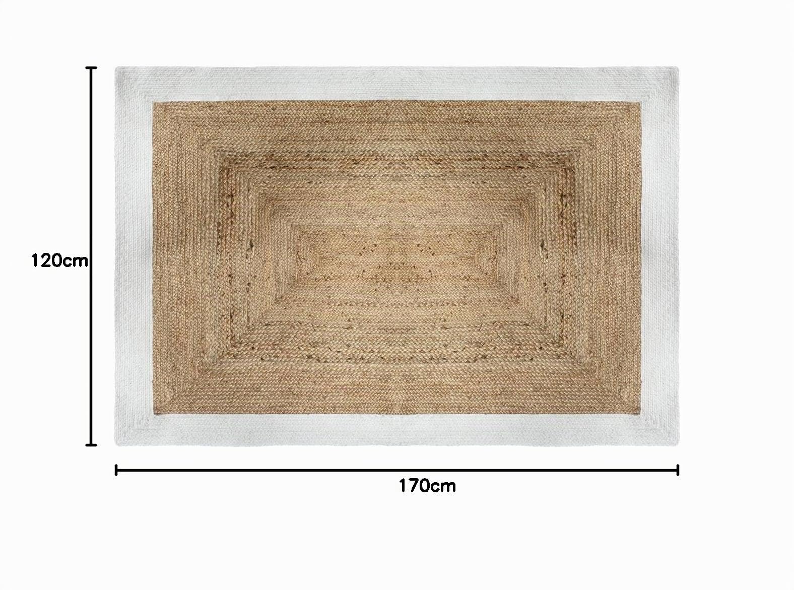 Atmosphera - Alfombra de Yute Borde Blanco 120 x 170 cm