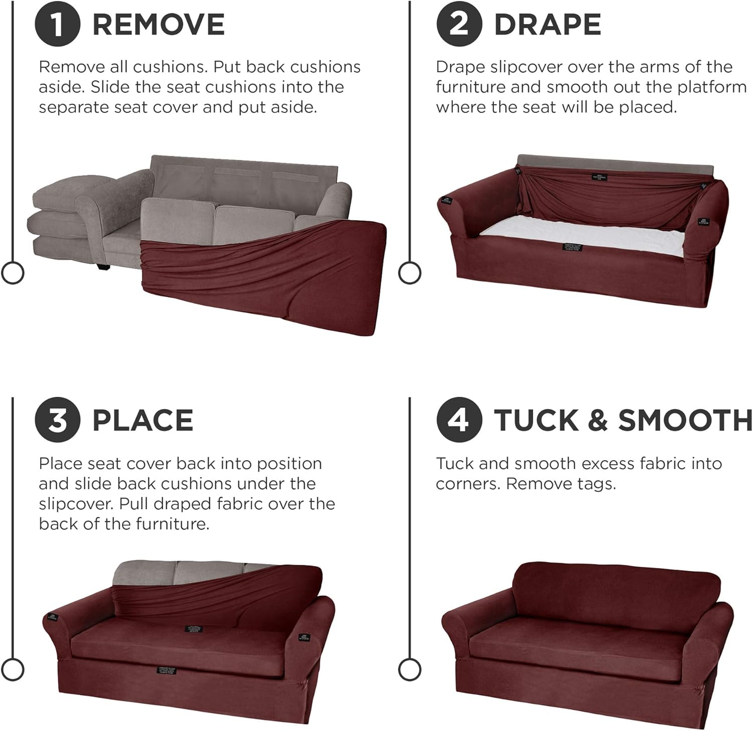 Maytex Pixel Ultra Soft Stretch 2 Piece Arm Furniture Cover, Wine Red Chair Slipcover, Model:4300513