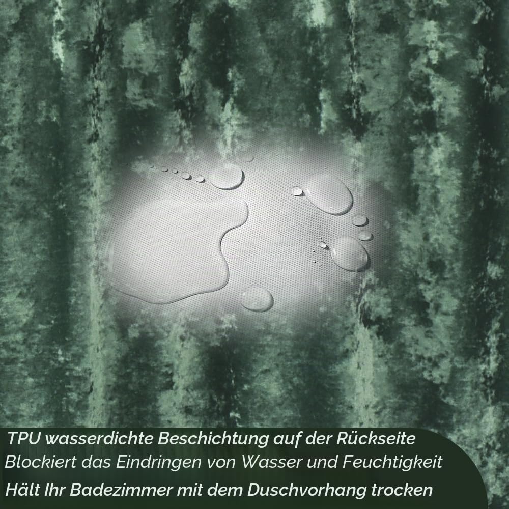 TAMGHO Pannesamt-Duschvorhang, Luxuriöser Waldgrüner Duschvorhang mit 12 goldenen Haken, wasserdicht, Dicker Stoff, 183 x 183 cm, für das Badezimmer