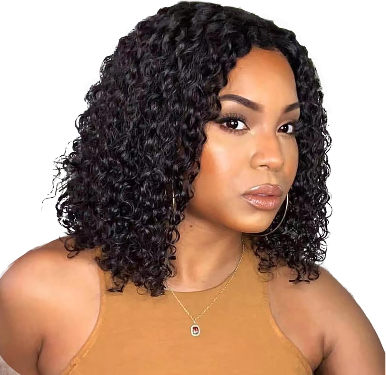 Berimy Hair 13x4 Lace Front Wigs Human Hair Short Bob Wigs Pre Plucked With Baby Hair Curly Brazilian Remy Hair Frontal Wigs For Black Women (8 Inch with 150% density)