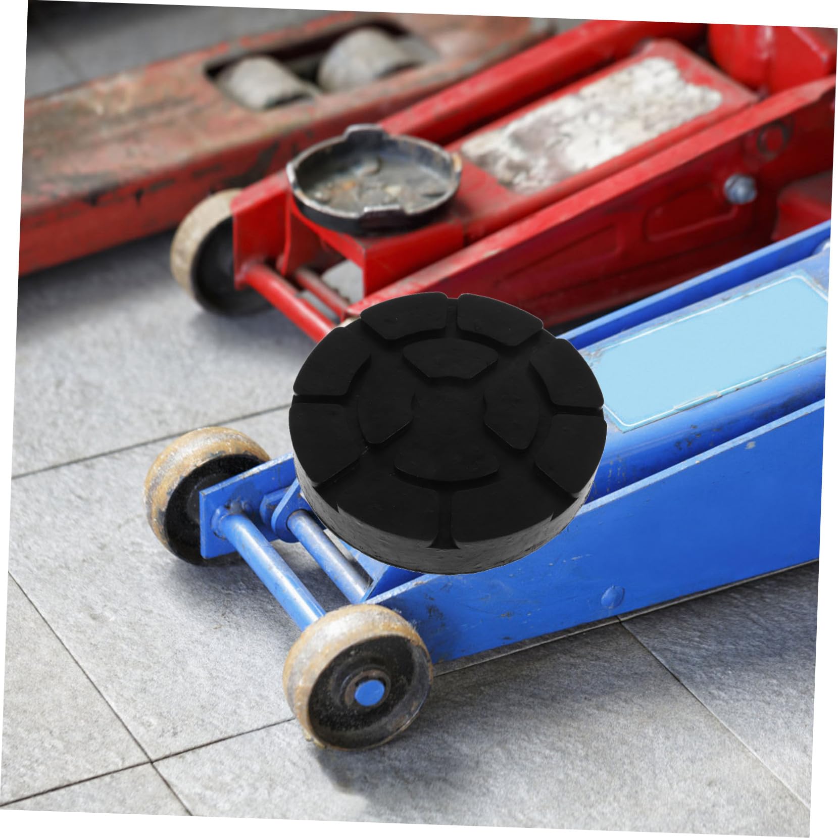 Generisch 4 Stück Gummiauflage Anheben Wagenheberständer Geschlitztes Klinkenpad Klemmschweißbuchsenadapter Jacking-Puck Buchse Liefern Hebebühne Für Bodenheber Klinkenpad-Adapter Black