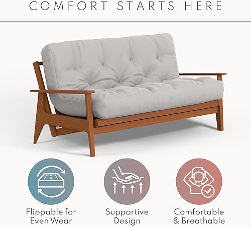 Miniatura 4 de Royal Sleep Products by The Futon Factory - Colchón de futón de espuma de 8 pulgadas, funda color borgoña sólido, tamaño matrimonial, espumas