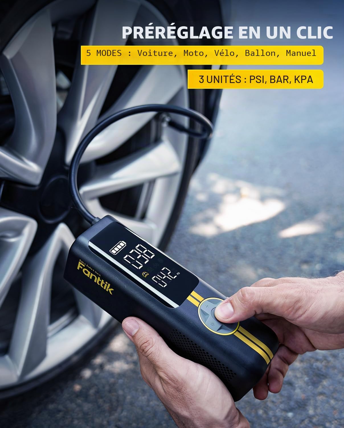 Fanttik X8 APEX EV Gonfleur de pneu portable, gonflage 2 fois plus rapide, compresseur d'air sans fil 150PSI avec batterie puissante, gonfleur à main pour voitures électriques, voitures, motos, vélos