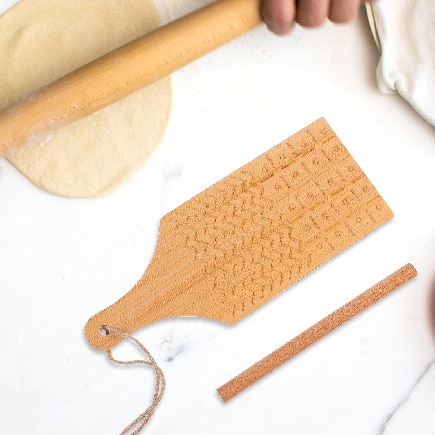 Gnocchi Board with Versatile Mold Design for Dough and Dumpling Wrappers, Sturdy Pasta Making Tool, Khaki Color, for Home Cooking,
