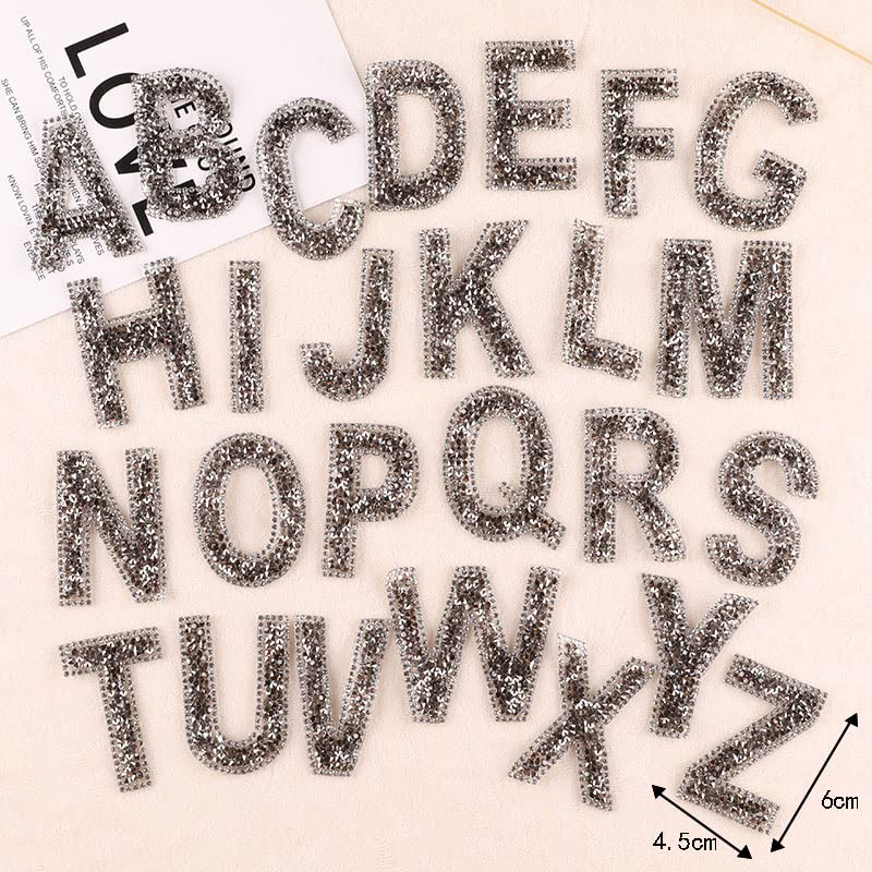 TuNan 4 fogli di adesivi con lettere con strass e lettere dell'alfabeto con 26 lettere adesive per abbigliamento, fai da te, fai da te, decorazione regalo (argento/rosa