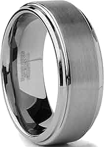 Anillo De Compromiso De Carburo De Tungsteno Cepillado Para Hombre, Chapado En Azul, 0.315 In, Ajuste Cómodo, Tallas 7 A 15, Metal, Sin Piedras Preciosas