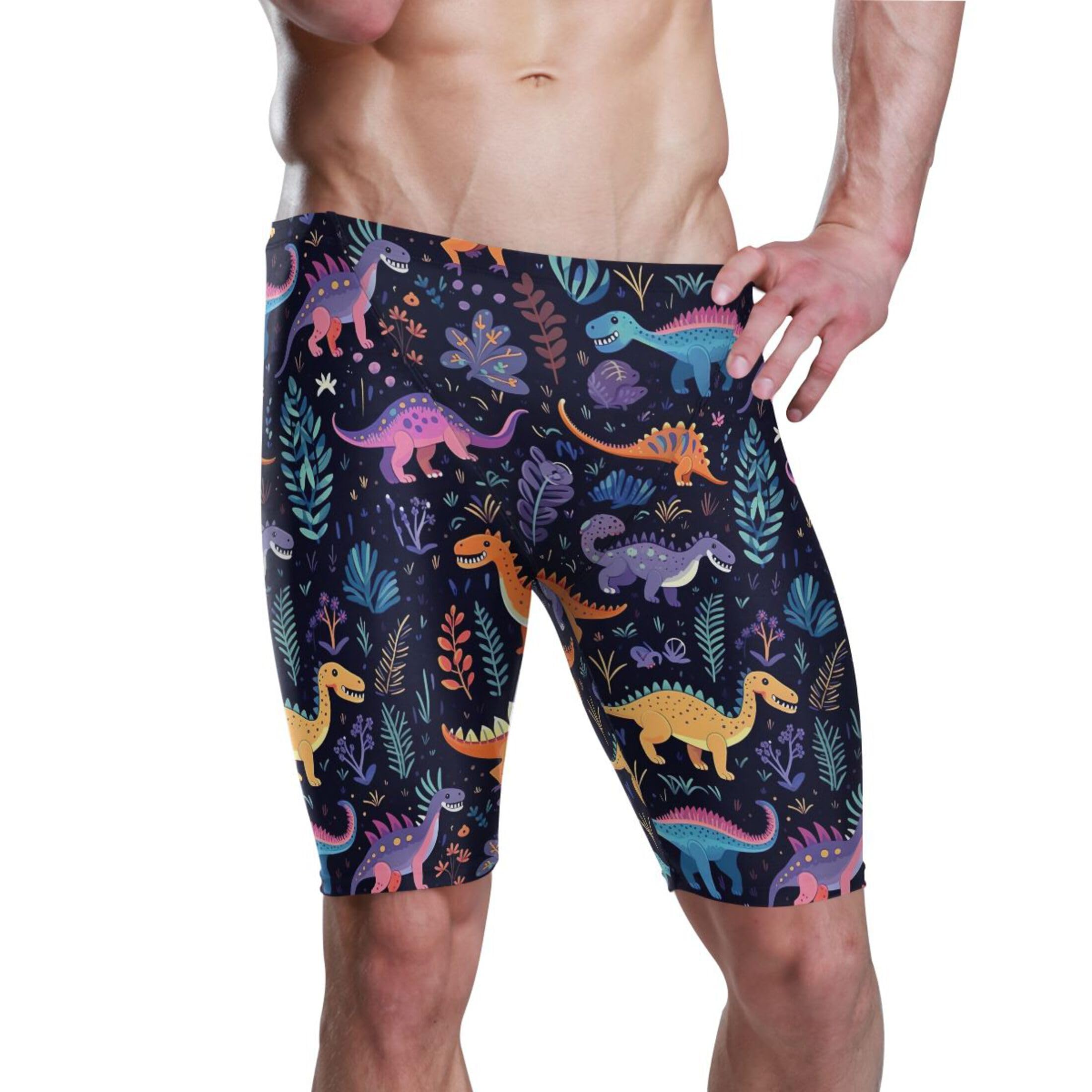 Cute Dinosaur Dino Animal Mens Swim Jammers Swimsuit XL B0401289