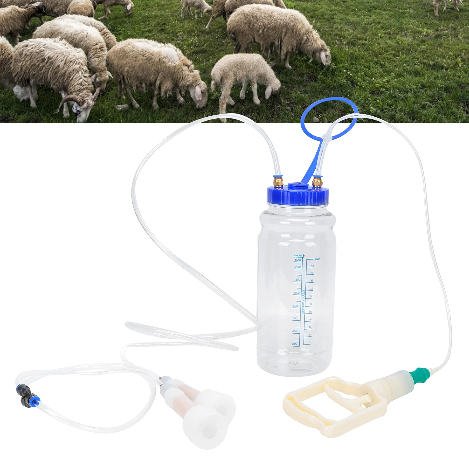 Máquina de ordeño de cabra Manual de ordeño para ordeño de cabras portátiles portátiles Milker de cabra con bomba de presión de vacío (De doble cara)