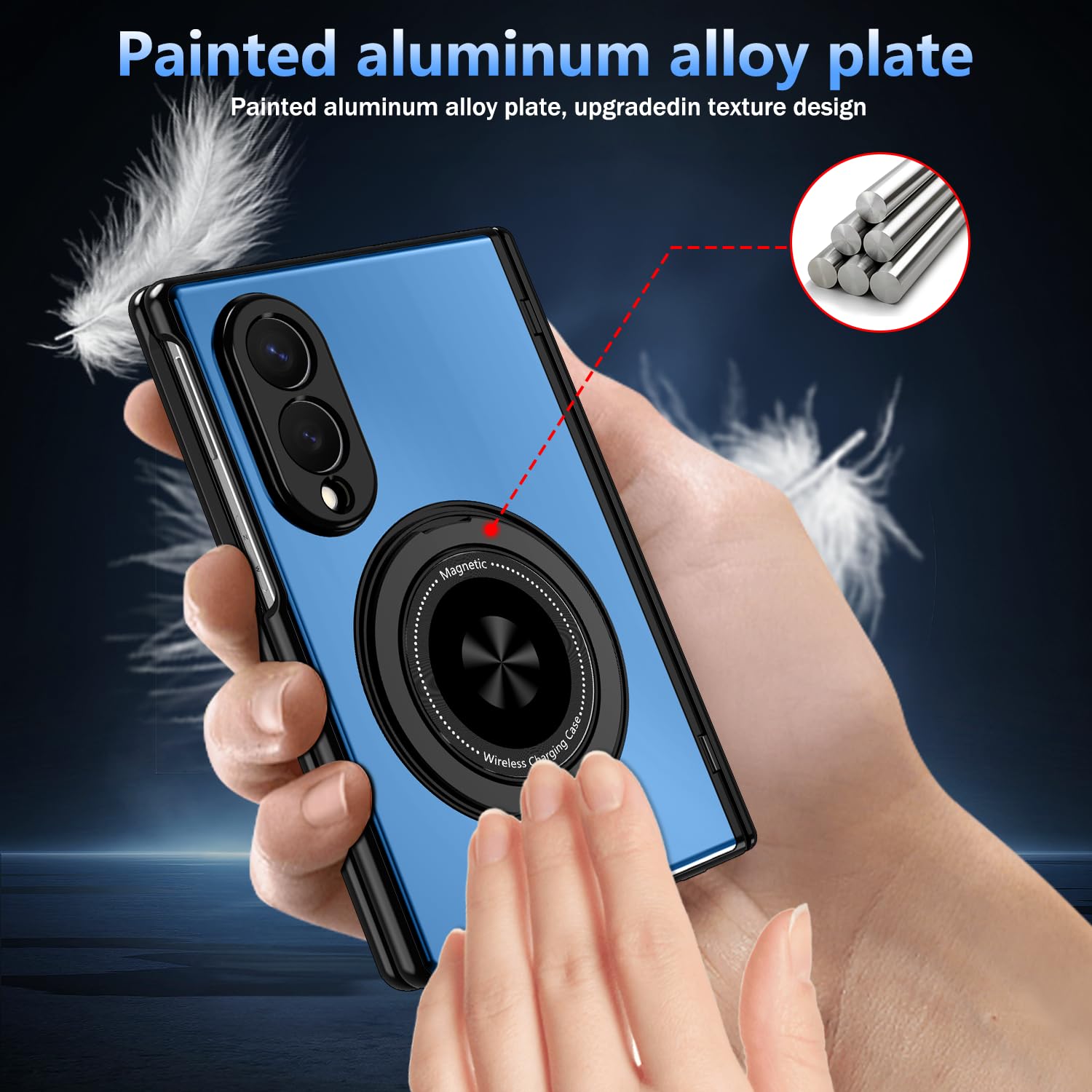 Hekodonk Custodia per Galaxy Z Fold 8 con supporto girevole a 360, compatibile con MagSafe, pellicola protettiva per schermo anteriore, supporto magnetico ad anello con cerniera custodia protettiva