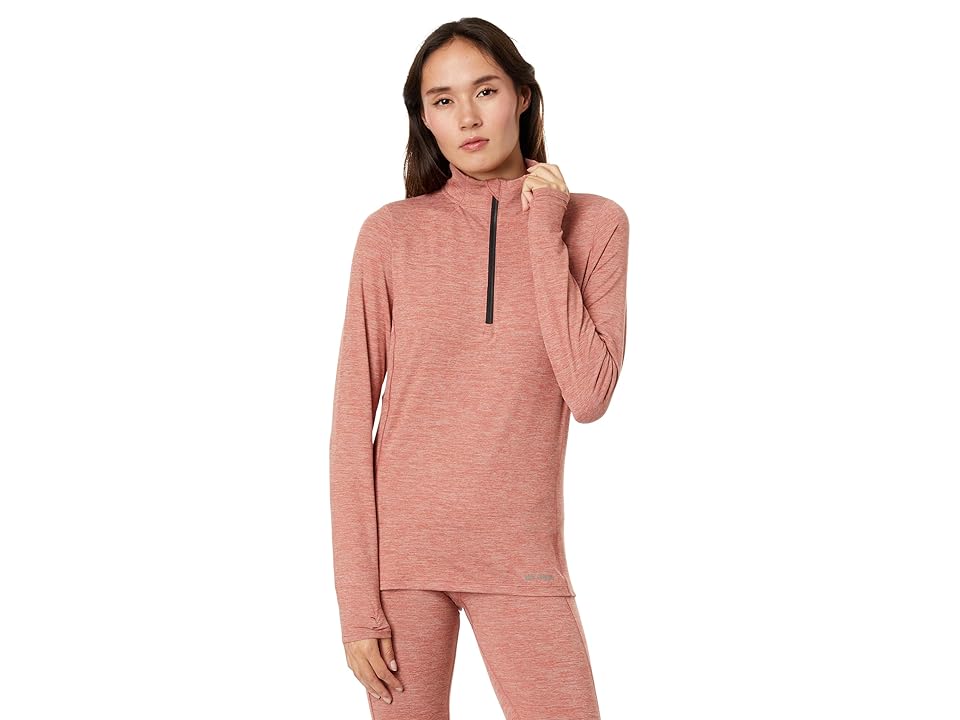 Hot Chillys Clima-Trek Zip-Tee (Redwood Heather) Women's Clothing INTERNATIONAL SHIPPING