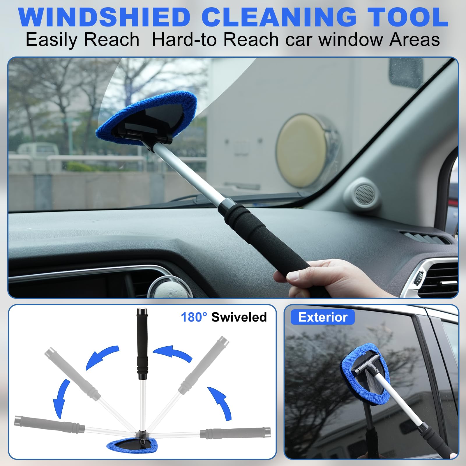 Herramienta limpiadora de parabrisas, kit de limpieza interior de automóvil de 14 piezas, kit de limpieza de interiores de automóvil, cepillos para detalles de automóvil, gel de limpieza de 3