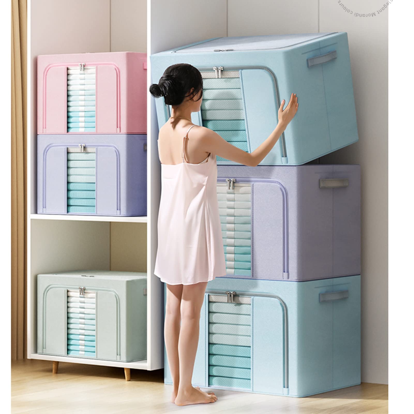 Amazon｜透明な窓付き収納箱、積み重ね可能な衣類収納ボックス