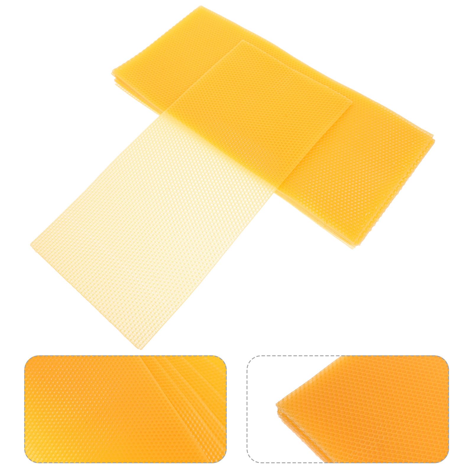 10pcs Cire Gaufrée Dadant en Cire d'abeille Naturelle, Feuilles Alvéolées pour Outils Apicoles, Facilitant la Construction de Ruche et L'apiculture