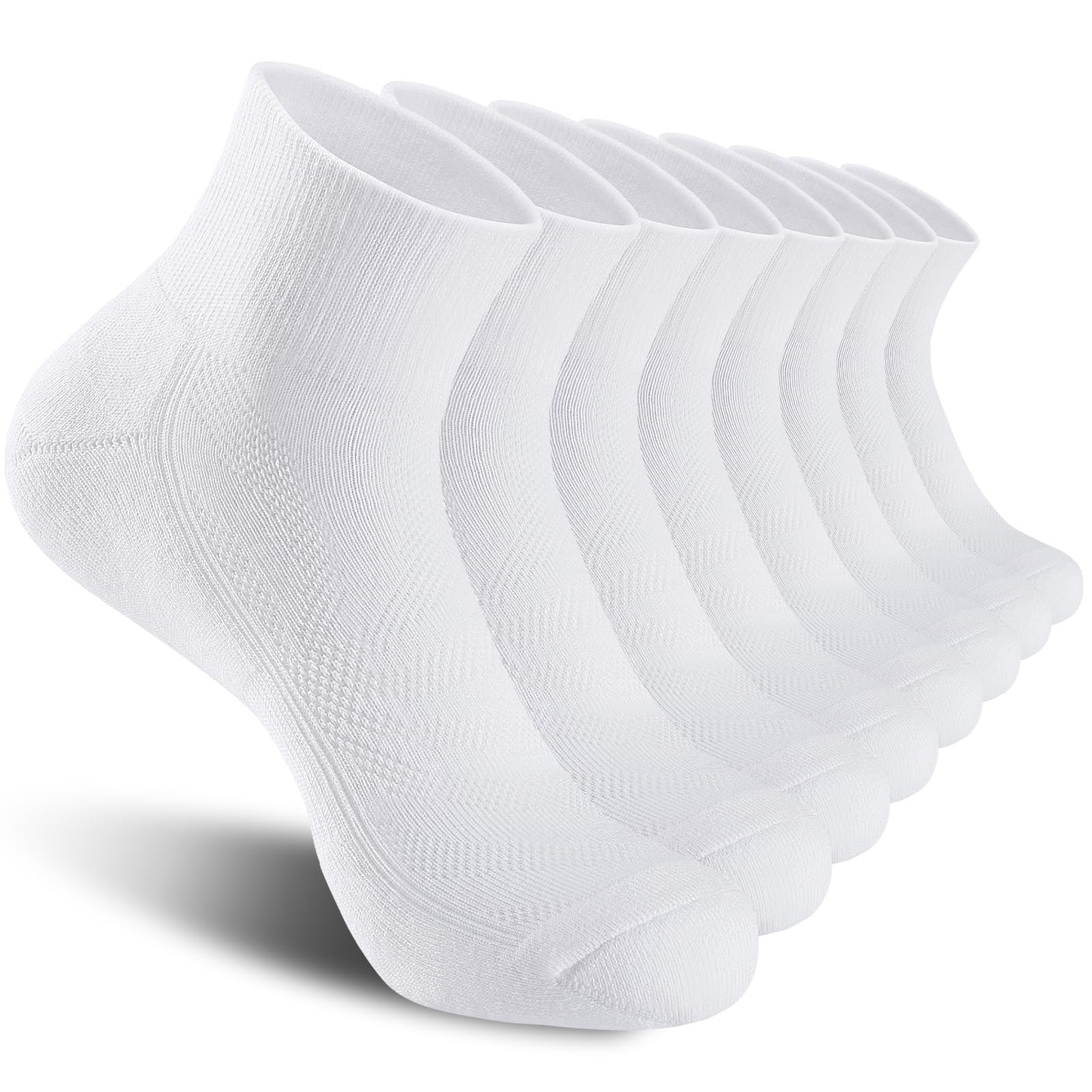 Natugloe 8 Paar Quarter Sportsocken,Baumwolle Sneaker Socken Herren Damen | Atmungsaktive Laufsocken Halbsocken Gepolstert mit Frotteesohle,Fußgewölbeunterstützung