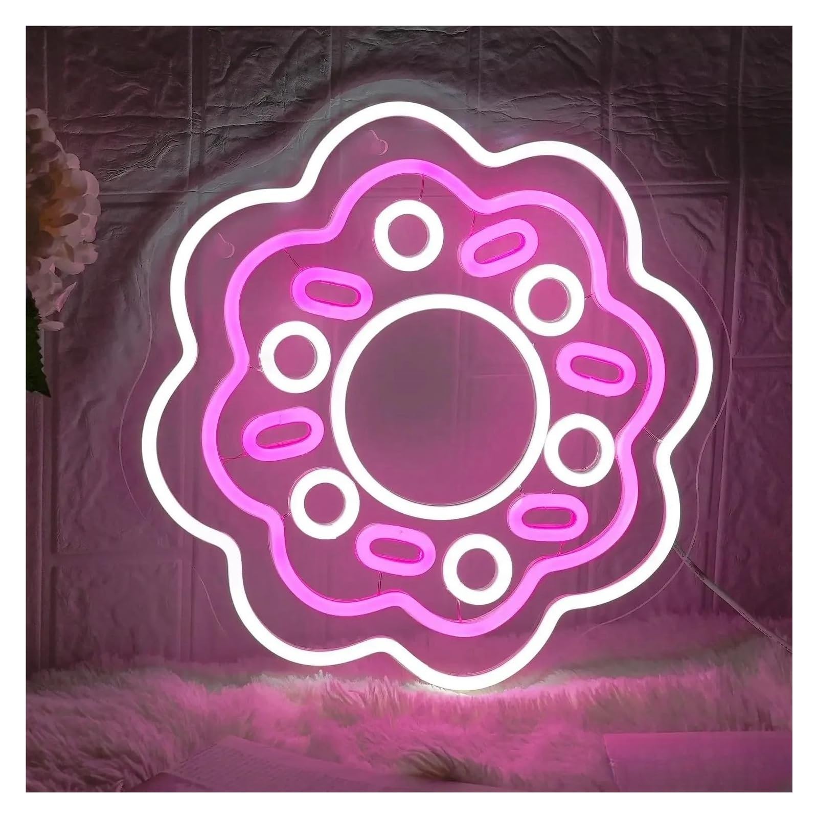 Luces de neón Letreros De Luz Neón Sweet Donuts Alimentados Por USB, Para Tienda, Decoración Colgante Fiesta Cumpleaños 33cm×33cm