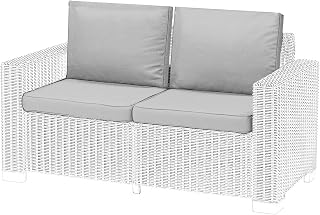 Replacement Seat Cushion Pads for Keter Allibert California Rattan Outdoor Furniture - 1,2 or 3 Seater Water Resistant Rattan Patio Set Sofa Cushions Pads (2 Seater - 4 Pieces, Grey)
