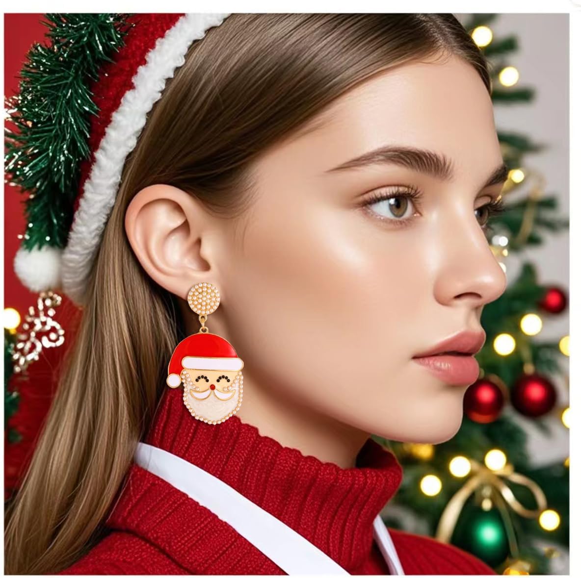 Christmas Earrings for Women Holiday Earrings Colorful Light Bulbs Bow Cane Santa Jingle Bell Christmas Tree Drop Dangle Earrings Xmas Festival Jewelry Gift - Image 5