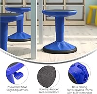 Vista 3 de Flash Furniture Carter Taburete de aprendizaje activo de altura ajustable para aulas, taburete tambaleante sin respaldo con giro de 360 grados, 14 a