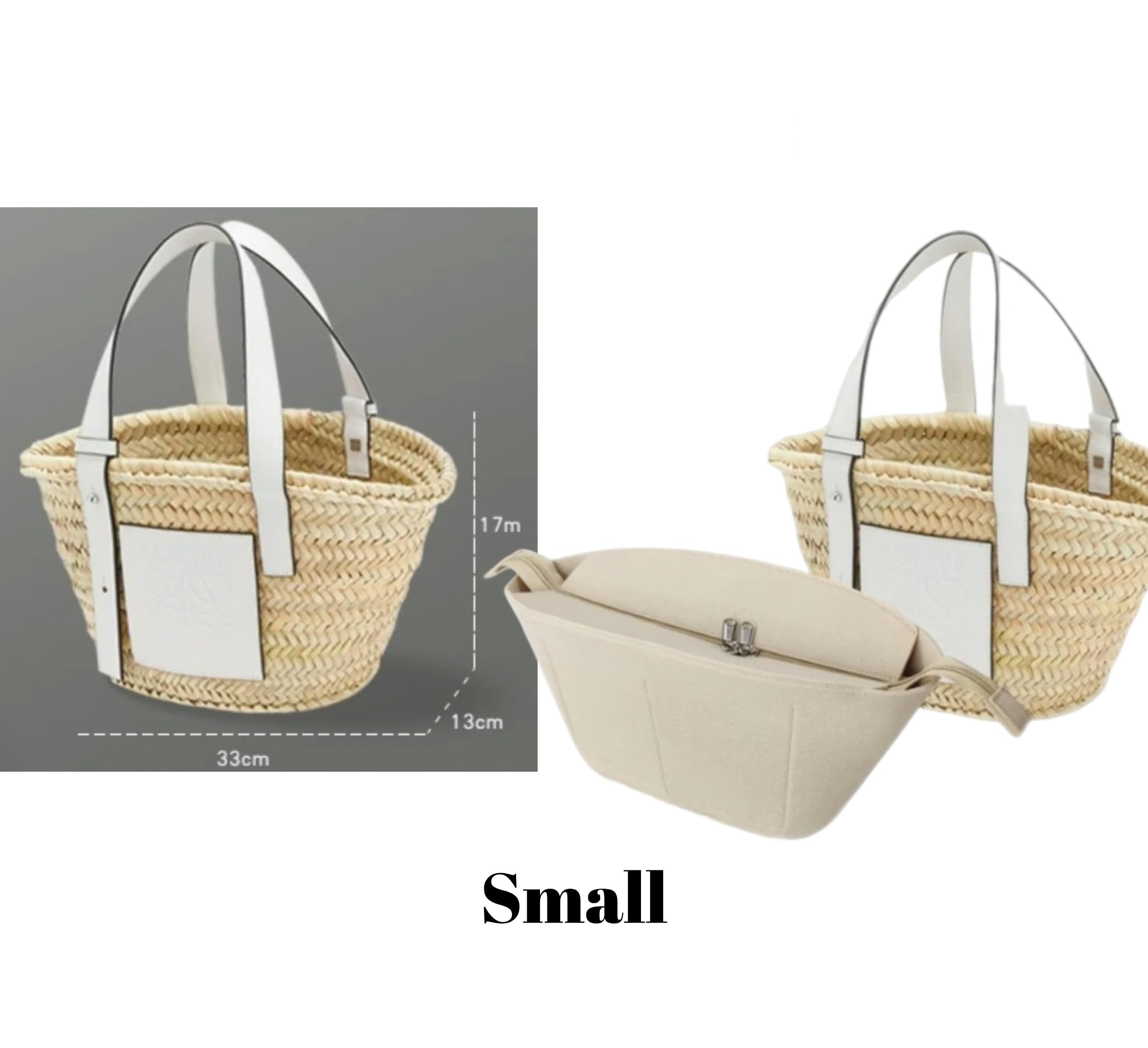Organizador de bolso Xoppia compatible con la bolsa de rafia Loewe Classic. Forro interior de fieltro para bolso de mano de mujer. (Estilo A, Pequeño)