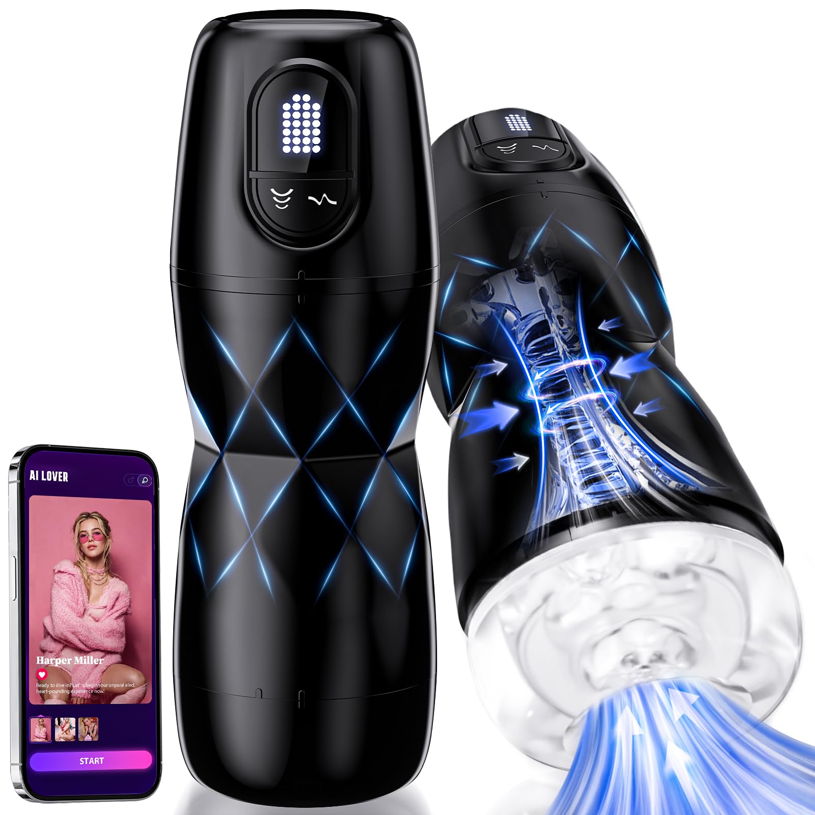 Male Masturbator Men Sex Toy - EINSEO Male Sex Toys with Strong Vacuum Pump &amp; 5 Sucking 9 Vibrating Modes, LCD Display Penis Pump Pocket Pussy for Man APP Control 3D Sleeve Pumps &amp; Enlargers