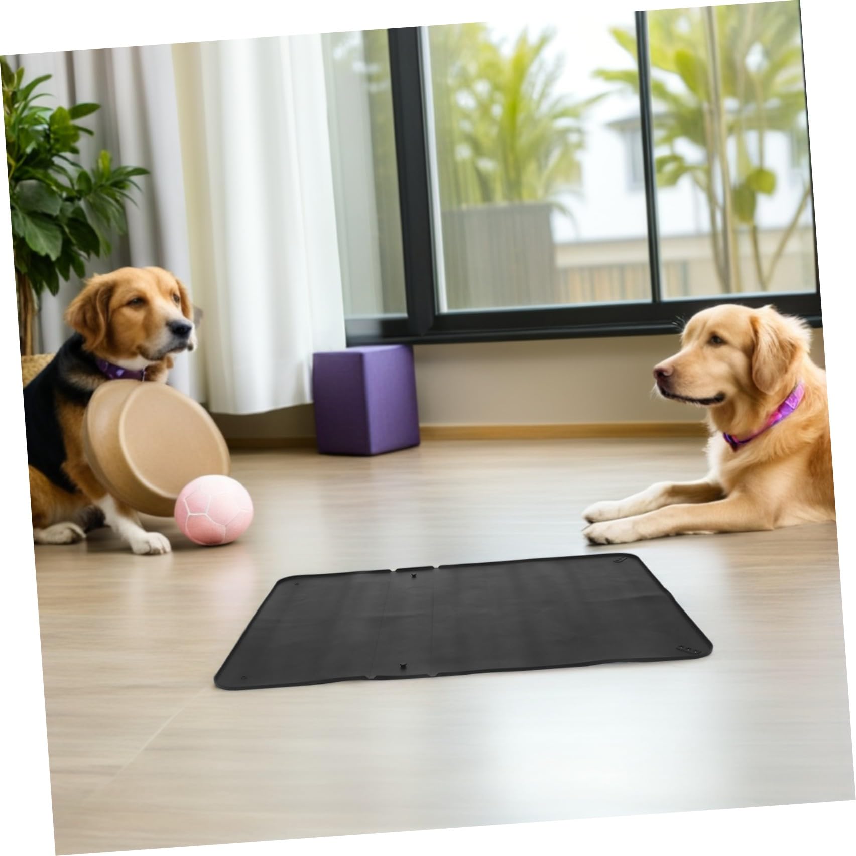 Generico Porta Traversine Tappetino Igienico in Silicone Nero Antiscivolo per per Cani Pieghevole Salvaspazio per Addestramento e Viaggi e Adatto a Maschi e Femmine