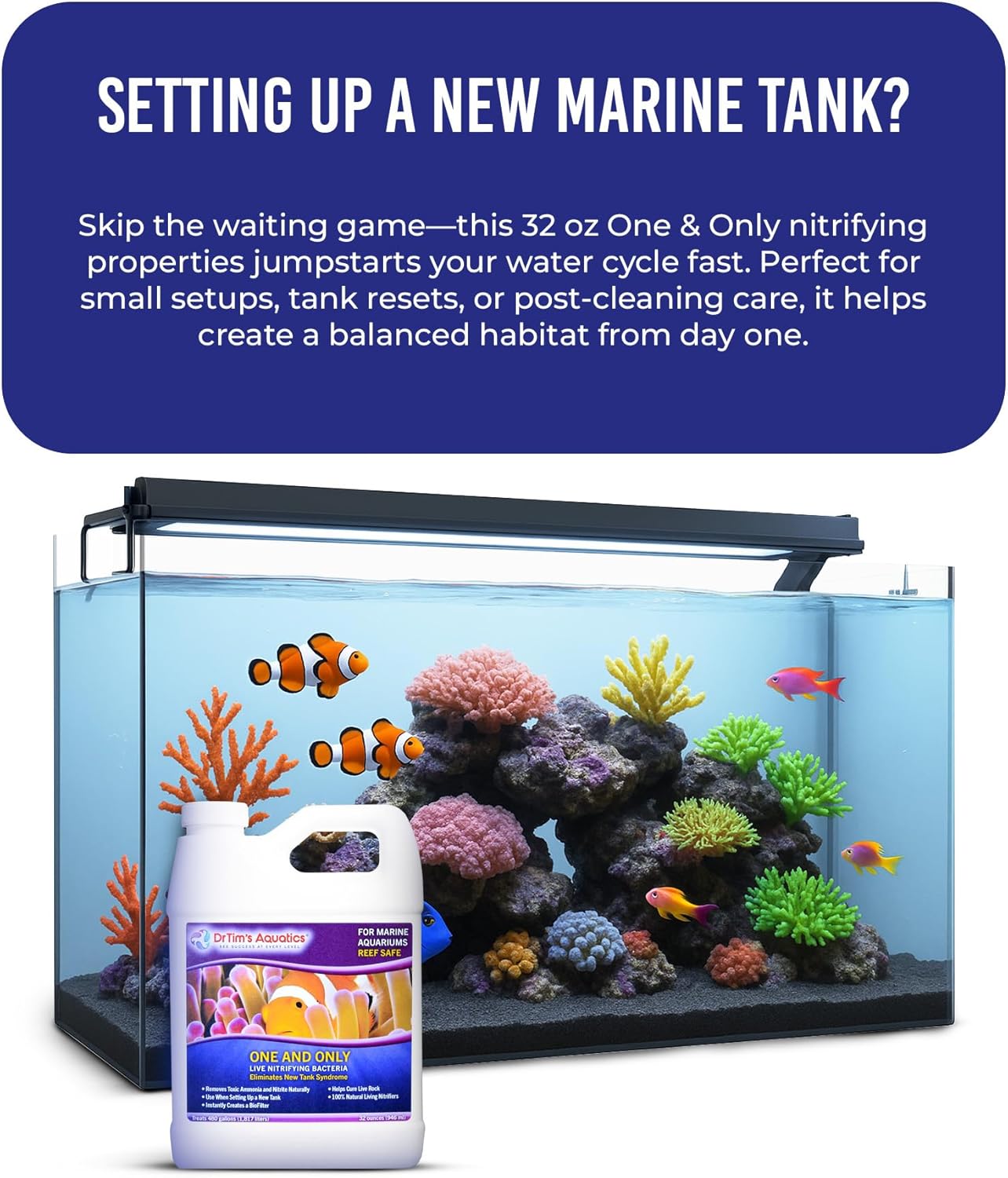 DrTim's Aquatics First Defense for Reef Aquariums – Stress Relief & Immune System Support with Vitamins Immunostimulants Fish Tanks - 128 oz.