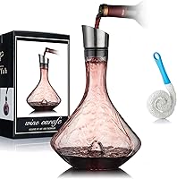YouYah Wine Decanter Set with Built-in Aerator & Filter - 1400ml Hand-Blown Lead-Free Crystal Carafe, Waterfall Pour for Red Wine, Perfect Gift
