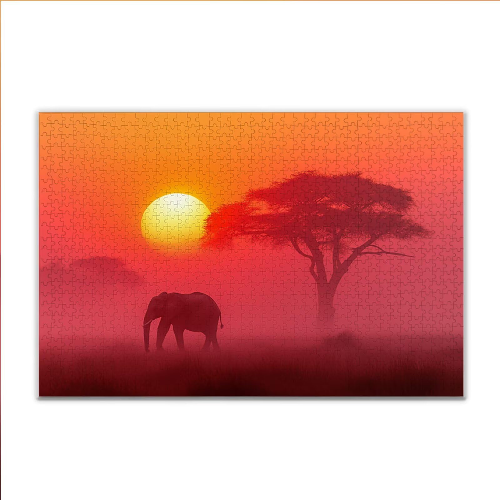 Puzzle 2000 Teile Elefant Wiese Puzzle Erwachsene Anspruchsvoll, Klassische Holzpuzzle Erwachsene, Puzzlespiele für Die Ganze Familie, Wooden Jigsaw Puzzel ab 14 Jahre für Junge Mädchen Geschenke L-51