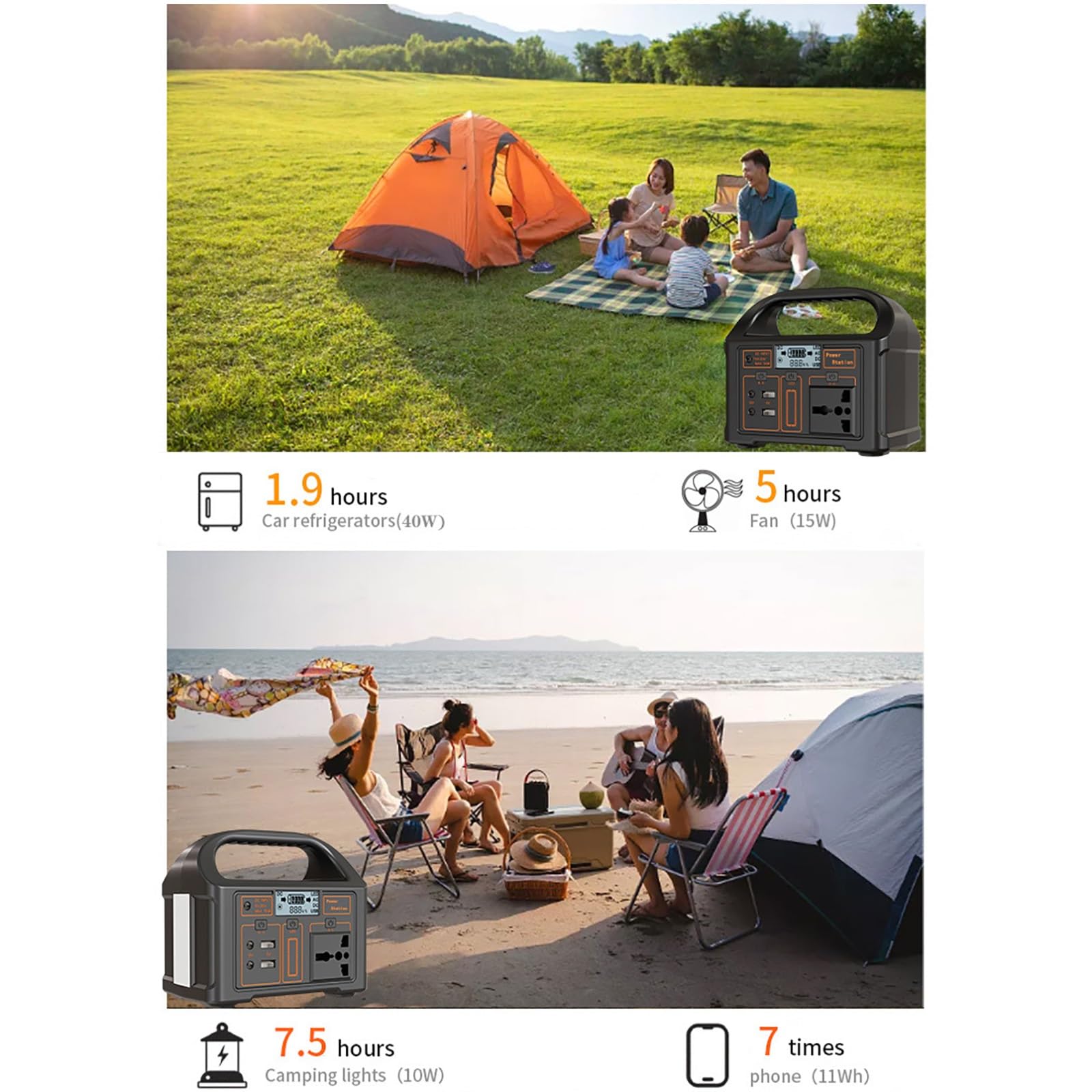 Fuente de alimentación portátil para Exteriores de 100 W, 76 WH, 24 000 mA, para Camping, con Conector USB CA/CC e iluminación LED, Ideal para Camping, Pesca y fotografía.