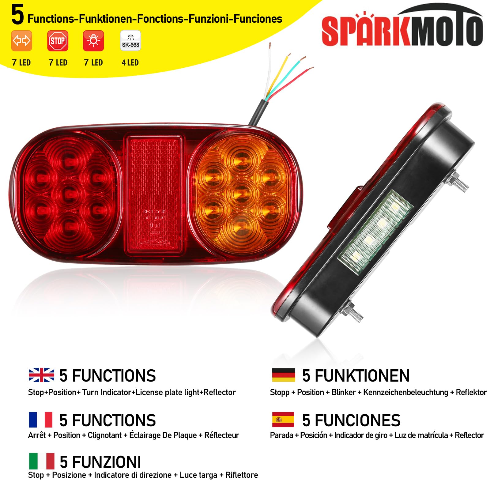 2 Luci Posteriori A LED Impermeabili A 8 LED, Rosse E Gialle Posteriori Dc 12v Per Rimorchio Camion Barca Auto Stile Avvertimento 88407230