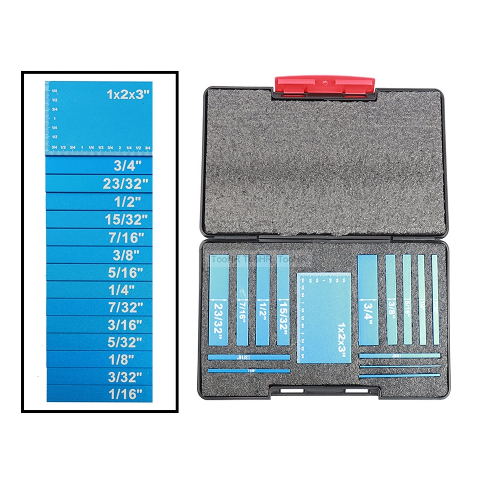 CVFRDD Gauge Block Set 17pcs Setup Blocks Height Gauge Set Precision Aluminum Bars For Router And Table Saw Accessories 1/16" Woodworking Up(15pcs blue)