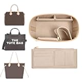 LOUKAYCCI Upgraded Felt Purse Organizer Insert with Zipper Bag for Speedy 35 Neverful GM Handbag Insert (Beige, X-Large)