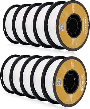 Kingroon PLA 3D Printer Filament,10 Rolls, Dimensional Accuracy +/- 0.02 mm, 10kg Spool22lbs, 1.75 mm,White