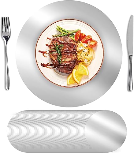 Miniatura 14 de SHACOS 100 Piezas Manteles Individuales Redondos Dorados, Manteles Individuales de Papel Desechables para Mesa de Comedor, Platos Base Mantel de