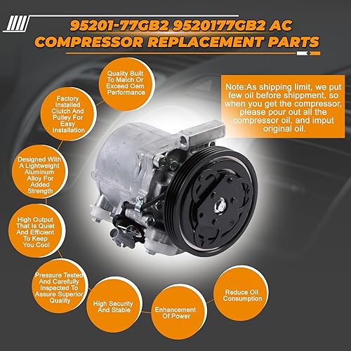 Miniatura 3 de Compresor de aire acondicionado 95201-77GB2 9520177GB2 para Suzuki JIMNY Seiko SEIKI SS07LK10 Piezas de recambio del compresor de CA