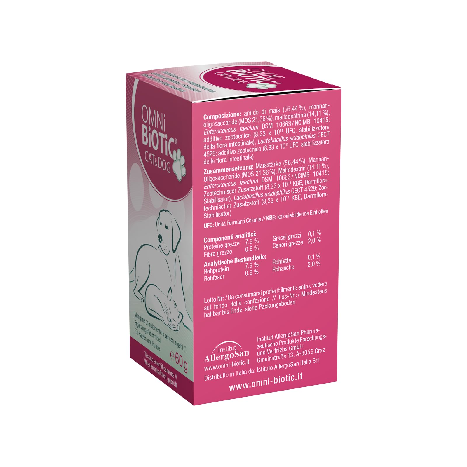 OMNi BiOTiC Cat & Dog | Polvere | Senza OGM | Senza glutine | 60g