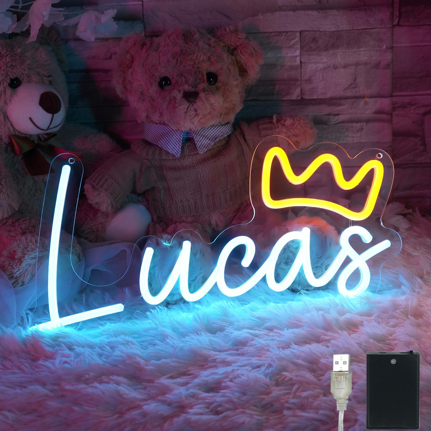 iDecomart 16-Inch Lucas Name LED Neon Sign