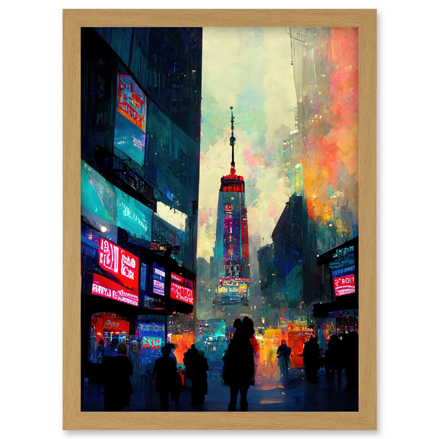 Doppelganger33 LTD Times Square New York Neon Street Artwork Framed Wall Art Print A4