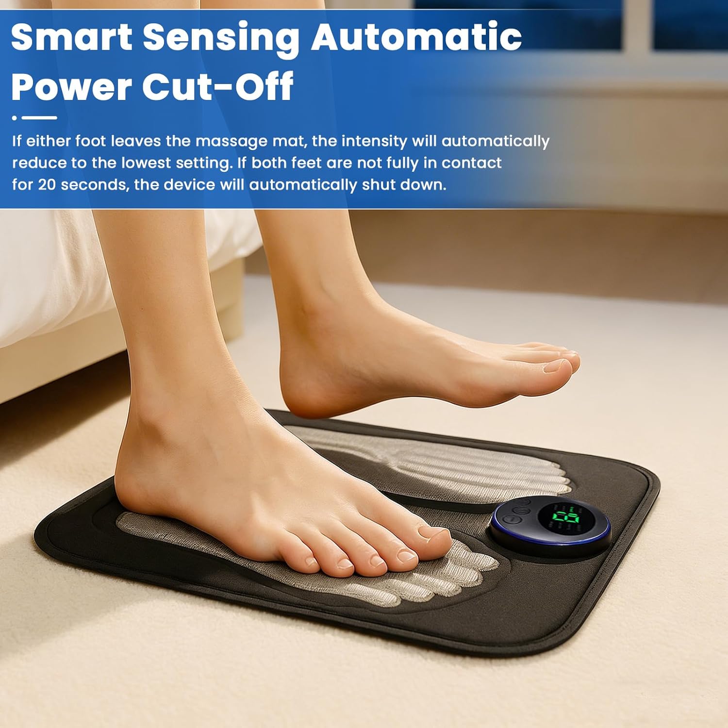Portable Foot Massager Rechargeable Circulation Stimulator with 8 Modes 19 Intensities, 4 Body Pads, Lightweight Design for Home, Travel, Office Use