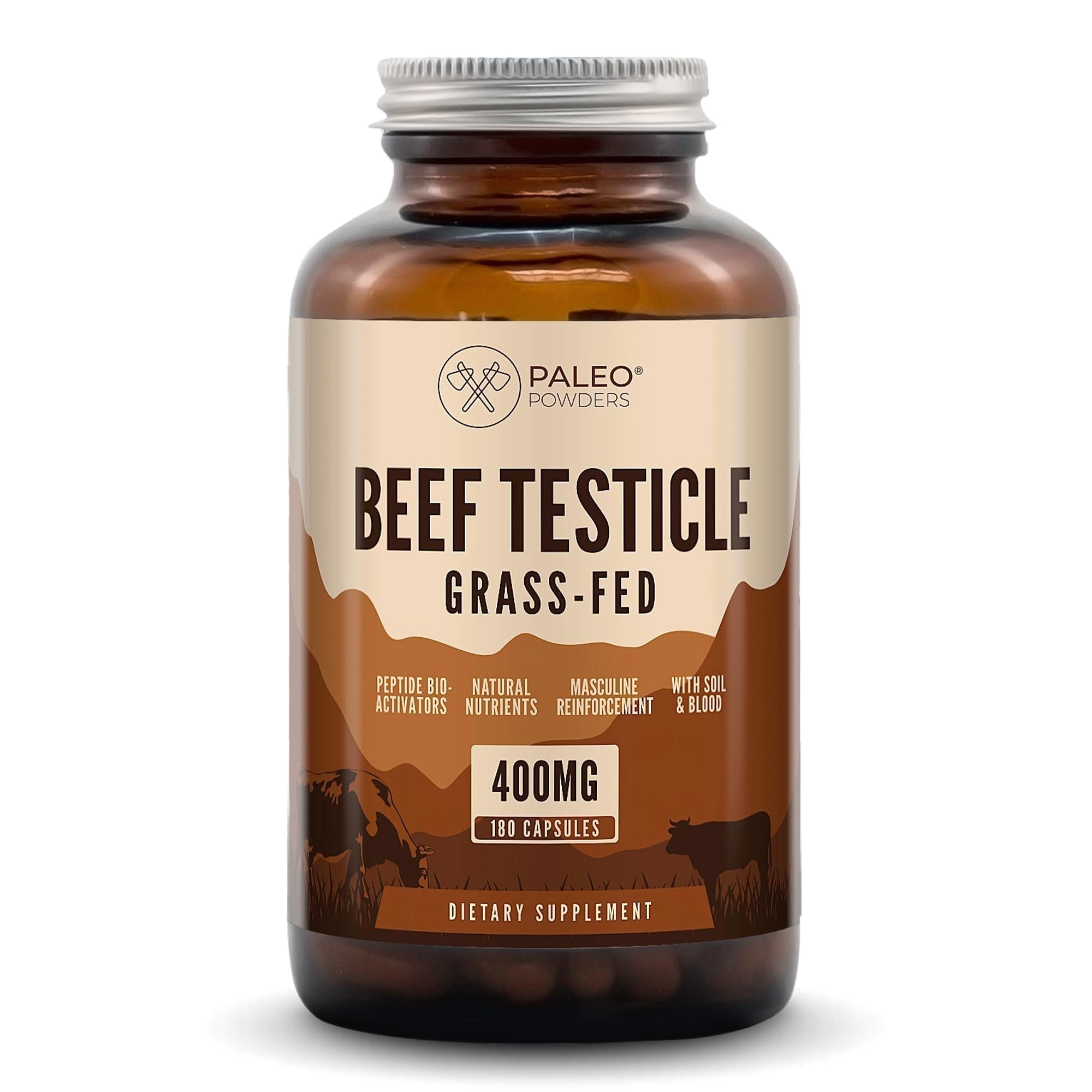 Beef Testicle Kapseln Grass-Fed – 400 mg pro Kapsel – Gefriergetrocknete Rinderhoden – 180 Kapseln – Grasgefüttertes Rind aus Neuseeland