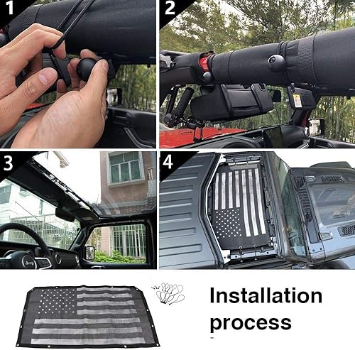 Miniatura 6 de Parasol para Jeep JL con parte superior de malla  JeCar Mesh Top Sun Shade JL Parasol frontal Protección UV para Jeep Wrangler JL 2018-2023 de 2