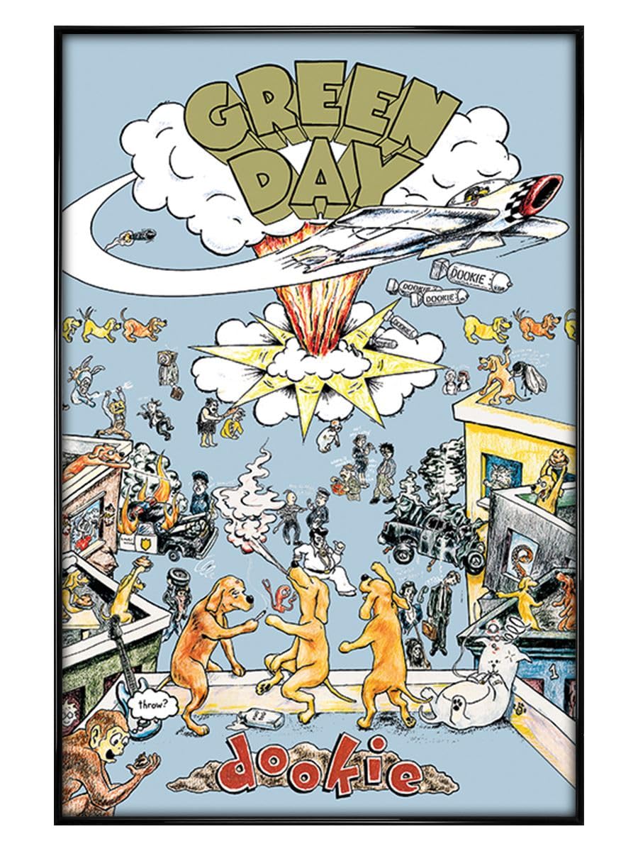 Grindstore Gloss Black Framed Green Day (Dookie) Maxi Poster- Framed Poster Print, Wall Decor/Art, Home Gift Idea, For Living Room, Bedroom, Home or Office Display